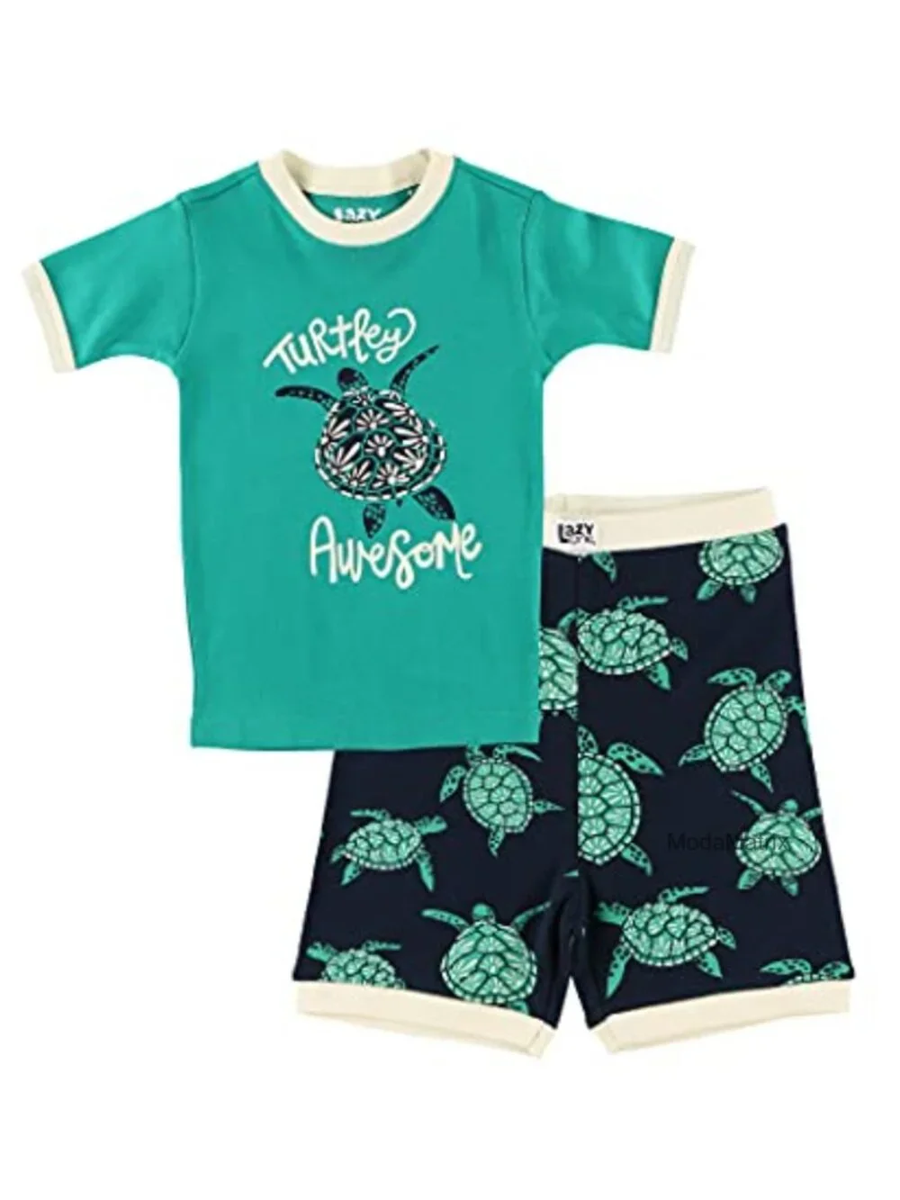 Kids Short-Sleeve Pajama Set 100% Cotton Crew Neck Pull-On